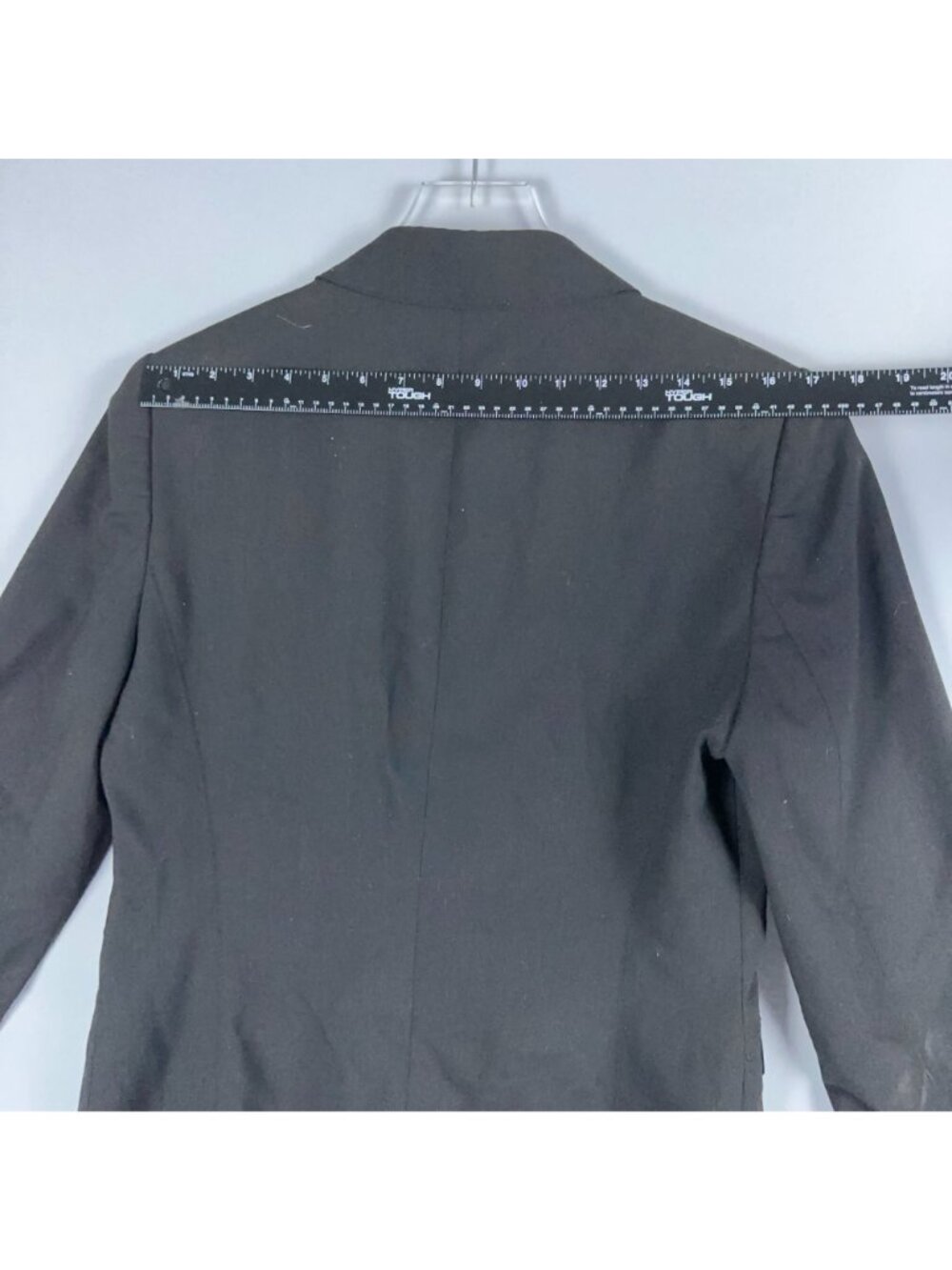 Calvin Klein Blazer Jacket Size 12 Black Single Breasted Wool Blend Notch Lapel - Picture 11 of 14